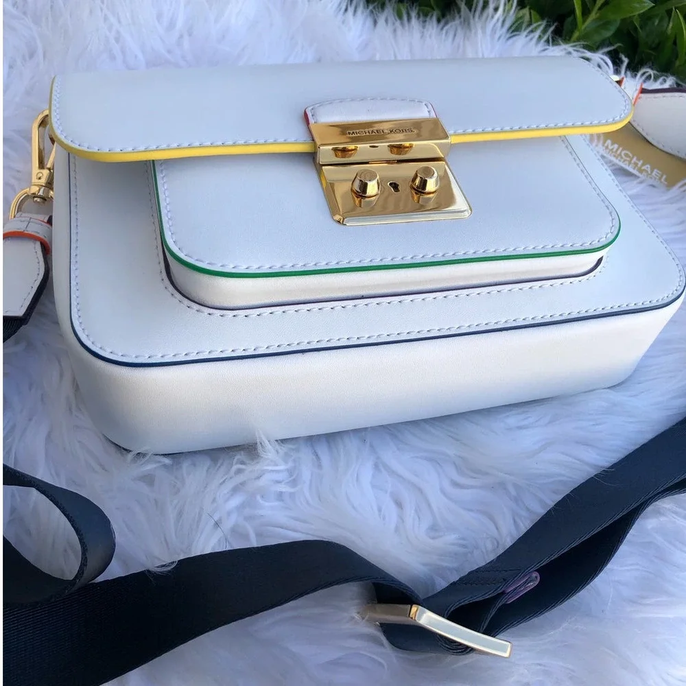 Michael Kors Sloan Editor Leather Messenger Crossbody Rainbow - Picture 3 of 16